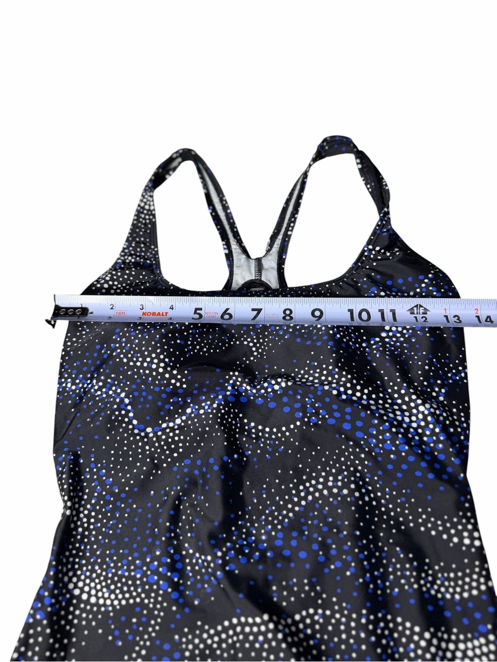 Speedo Hydro Women's One-piece Bathing Suit Black Blue White Padded Bra Sz 12 - Picture 10 of 13